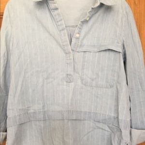 Blue pin striped denim pullover